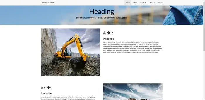 A screenshot of my one page generic website