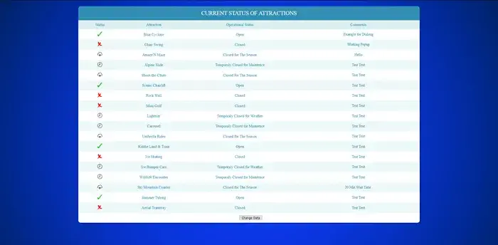 A screenshot of the main page of the RideStatus project