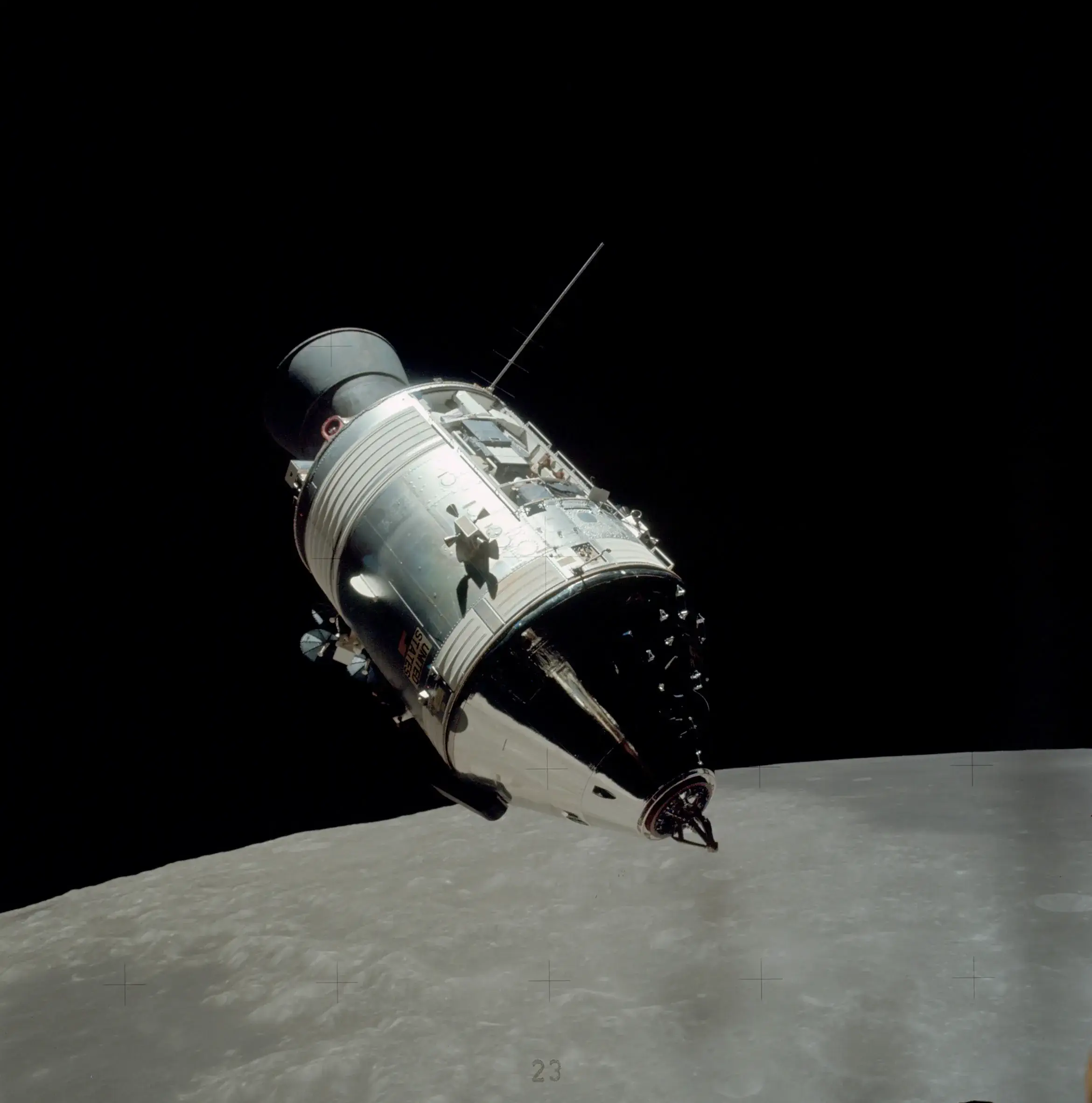 The command and support modules orbiting the moon