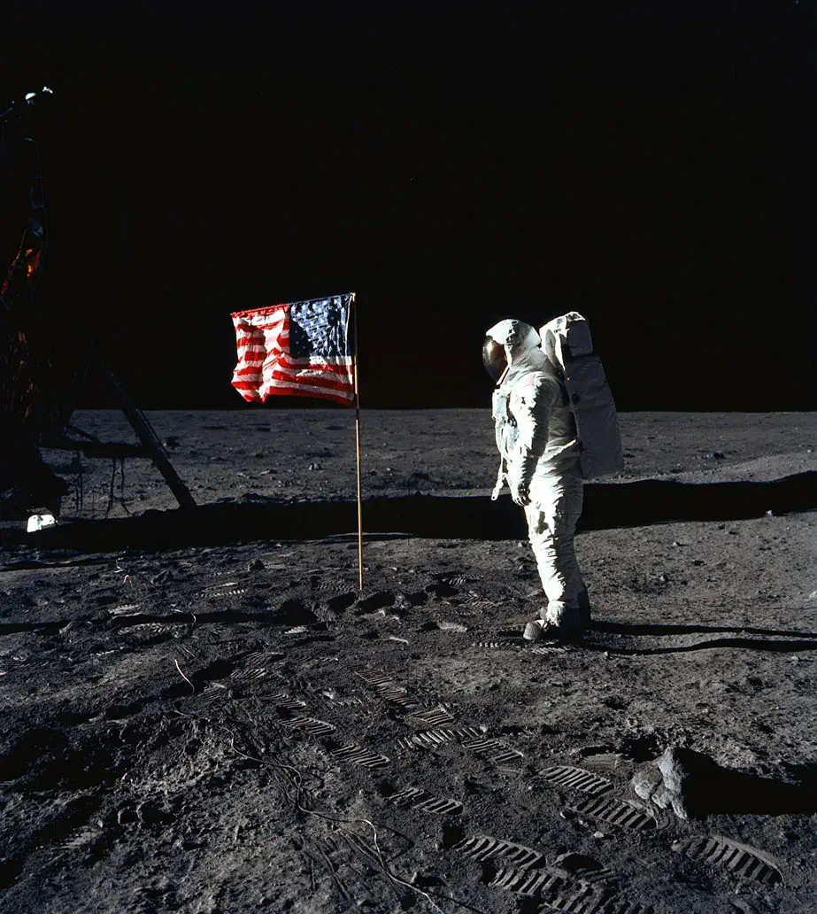 The USA's flag after being planted on the moon